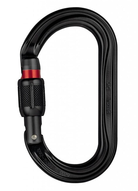 Petzl SCREW LOCK carabinieră ovală cu blocare cu șurub, neagră