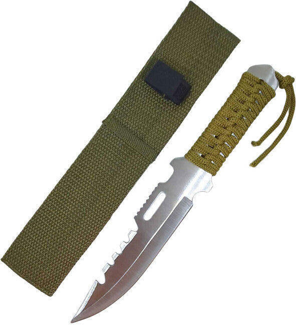 O&T Cuțit solid paracord, verde, argintiu