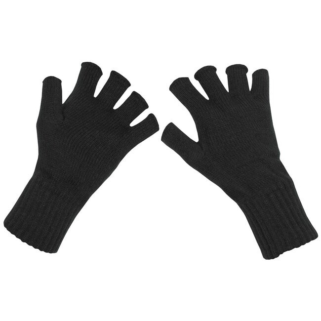 MFH mănuși tricotate fără degete, negre