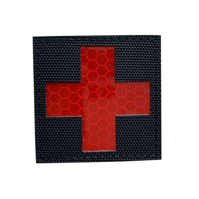 WARAGOD Reflective Fabric Cross Medic emblemă Patch negru și roșu, neagră și roșu
