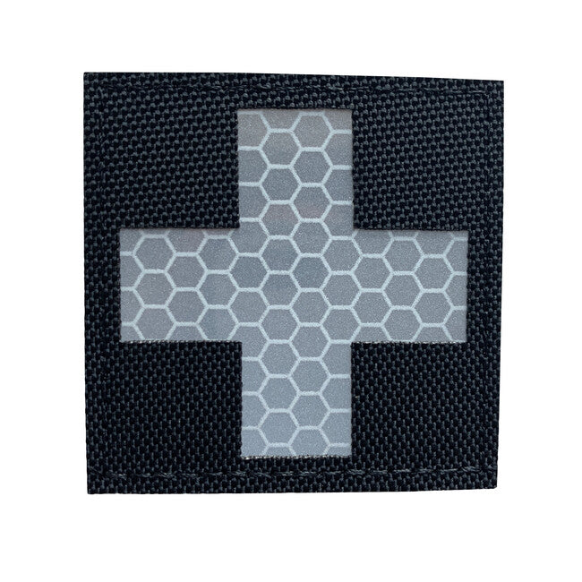 WARAGOD Reflective Fabric Cross Medic emblemă Patch negru și alb, neagră și alb