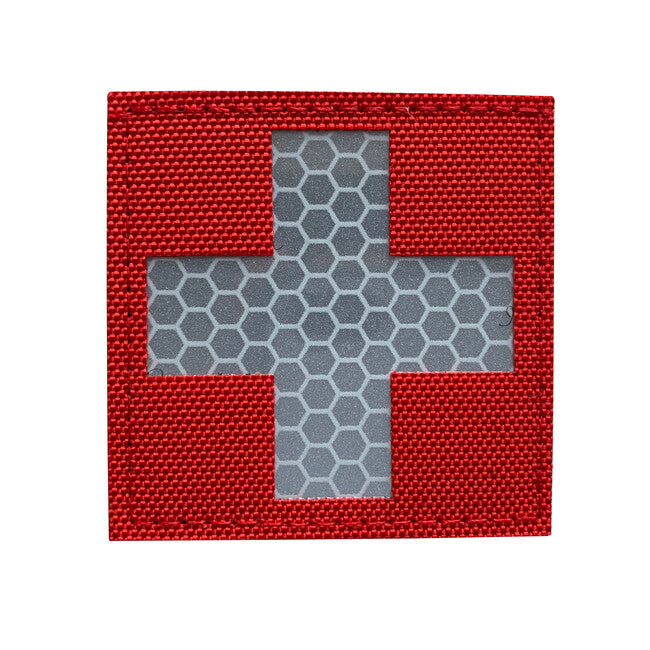 WARAGOD Reflective Fabric Cross Medic emblemă Patch, roșie și alb
