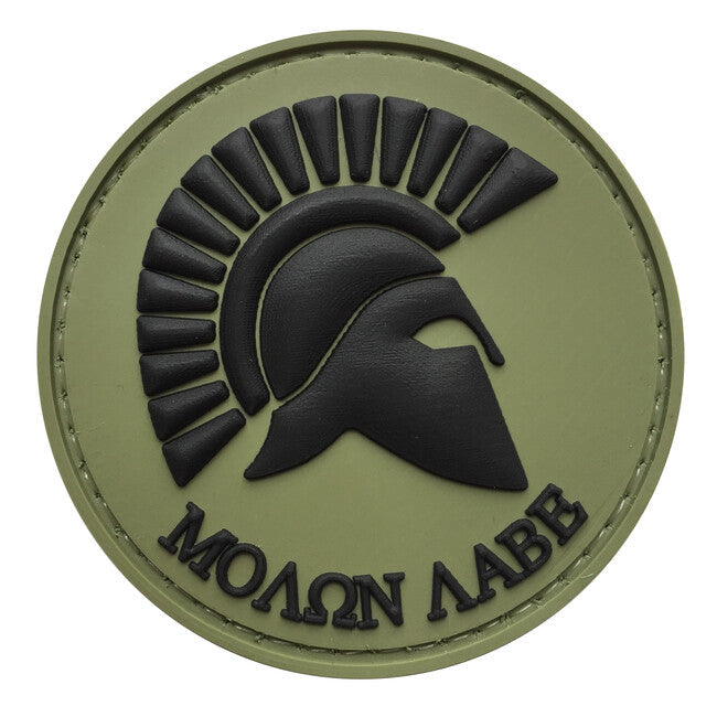 WARAGOD Round Molon Labe emblemă PVC Patch, OD Green and Black