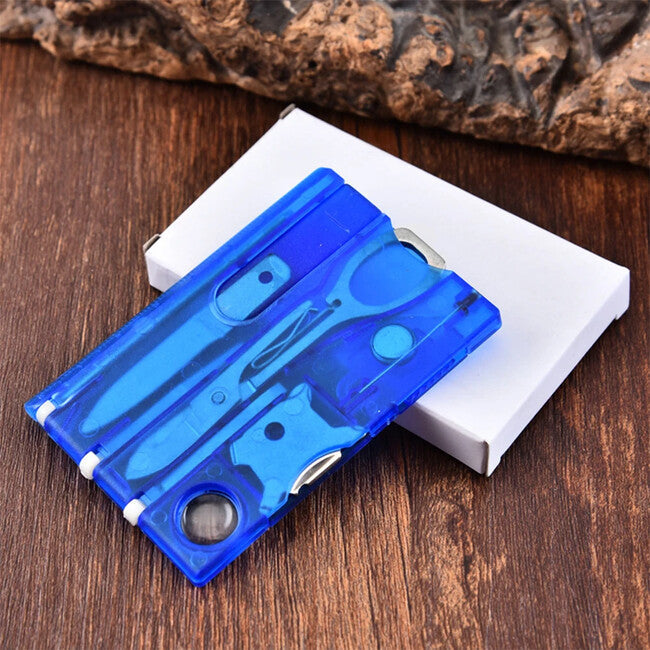 DRAGOWA Tactical Wildog card multifuncțional de supraviețuire de buzunar, albastru