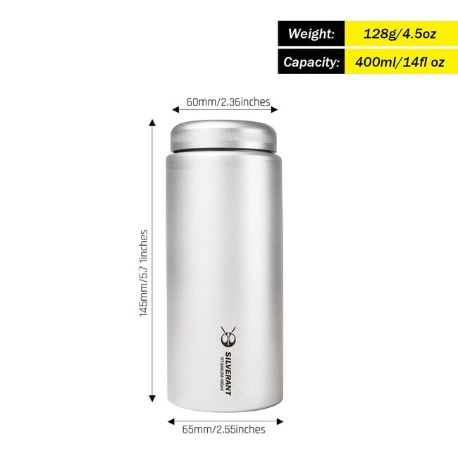 Silverant sticlă din titan 400 ml cu capac plat