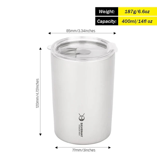 Silverant cană din titan cu pai cu pereți dubli 400 ml