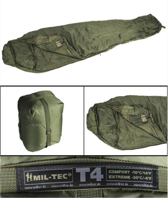 Mil-Tec Tactical T4 sac de dormit, oliv 2/-19 °C