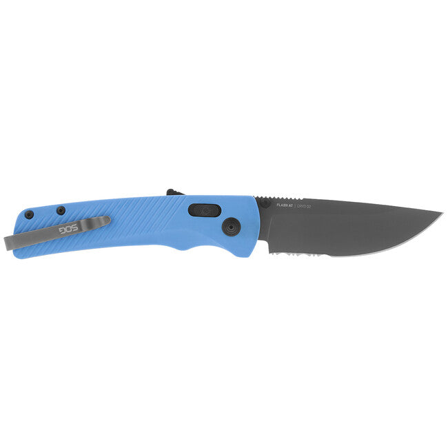 SOG FLASH AT briceag Partially Serrated, CIVIC CYAN