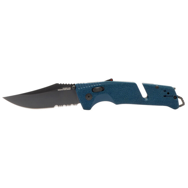 SOG Trident AT briceag, Uniform Blue, Partially Serrated