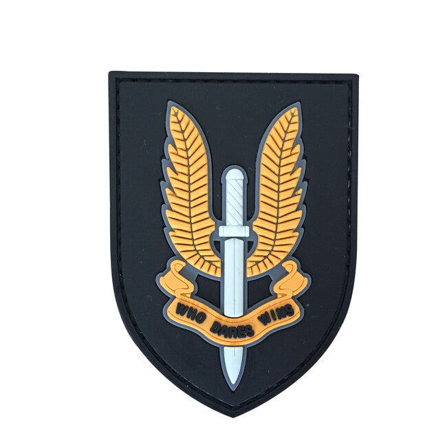 WARAGOD Emblemă Special Air Service SAS Who Dares Win PVC patch galbenă