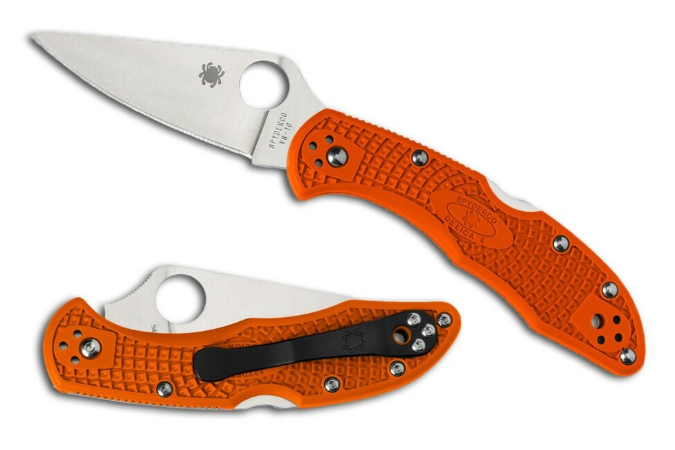 Spyderco Delica 4 Lightweight Flat Ground briceag 7,5 cm, portocaliu, FRN