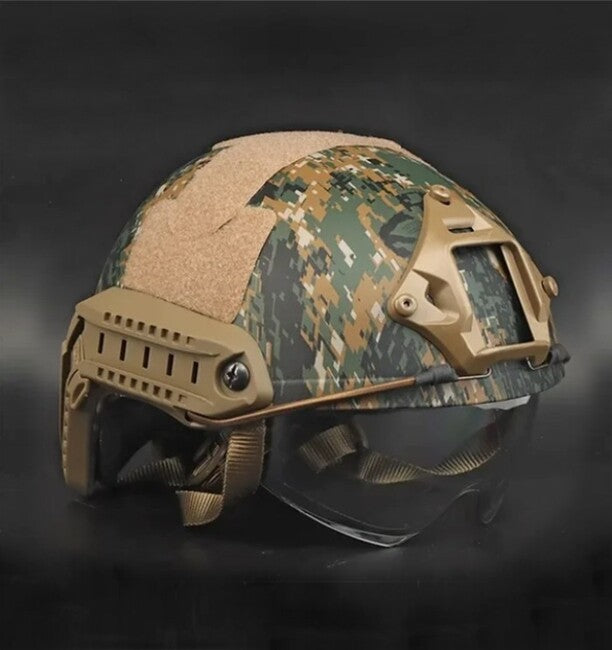 DRAGOWA Tactical Fast MH cască tactică cu ochelari Charger, Digital Woodland (fără certificare)