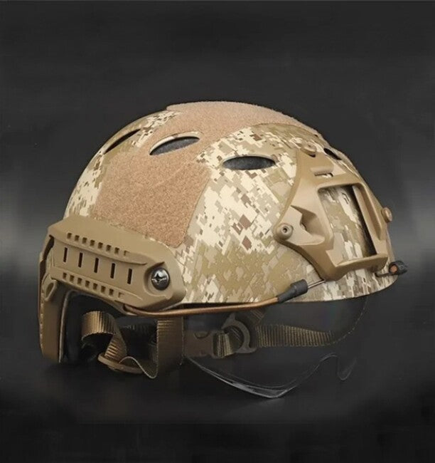 DRAGOWA Tactical Fast PJ cască tactică Shadow cu ochelari Bolt, Digital Desert (fără certificare)
