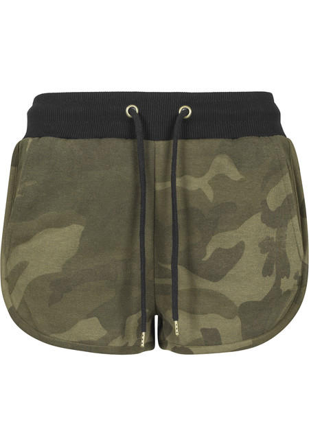 Urban Classics pantaloni scurți de camuflaj pentru femei, olive camo
