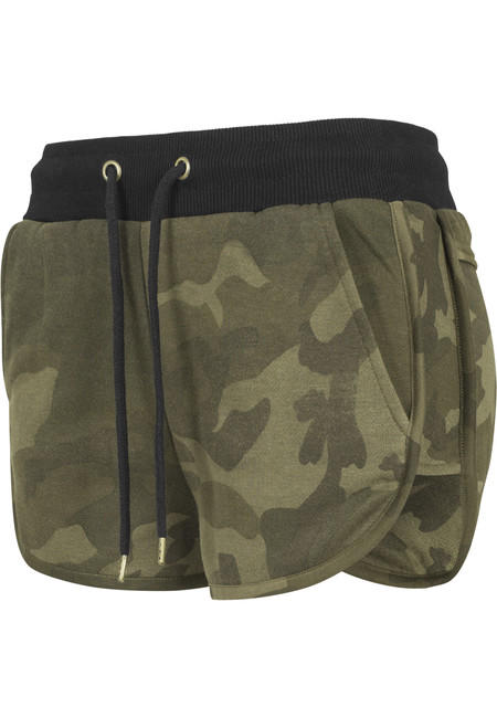 Urban Classics pantaloni scurți de camuflaj pentru femei, olive camo
