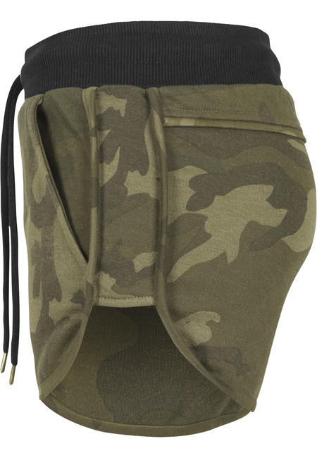Urban Classics pantaloni scurți de camuflaj pentru femei, olive camo
