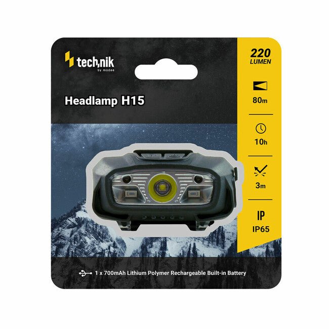 Technik XTE lanternă frontală LED cu cauciuc lumină roșie stroboscop USB-C