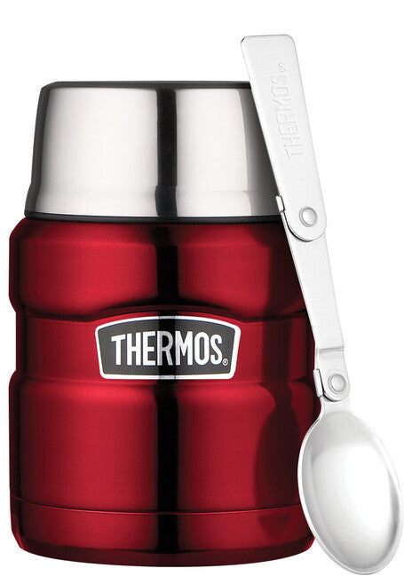 Thermos King cutie pentru alimente cu lingură, roșie, 0,47 l