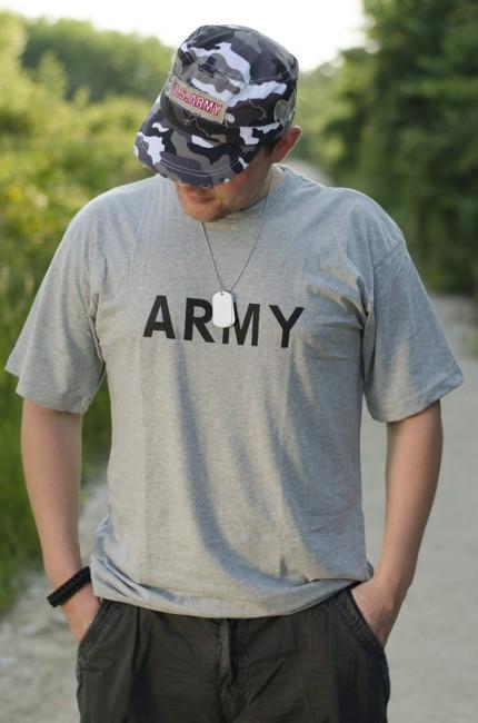 MFH tricou army cu inscripție, gri