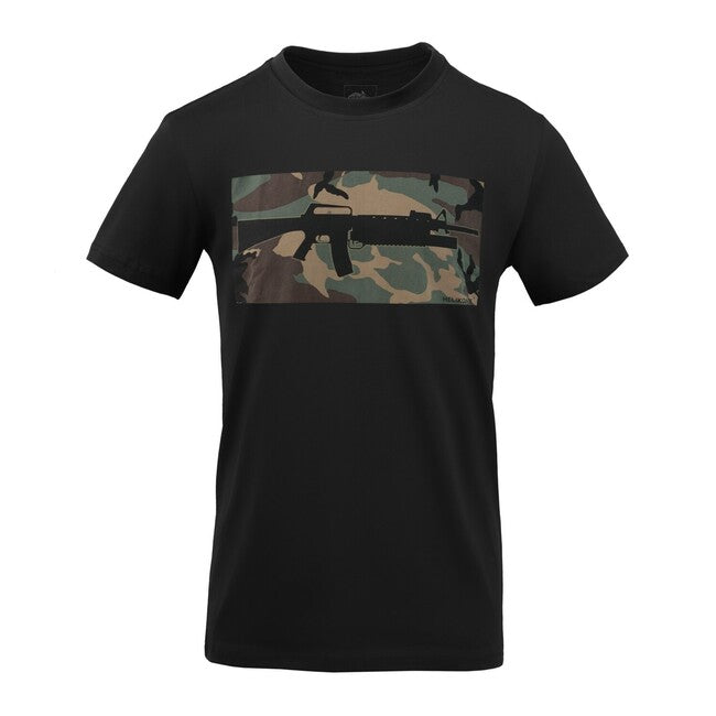Helikon-Tex 16/203 Combo tricou scurt din bumbac, Black/US Woodland