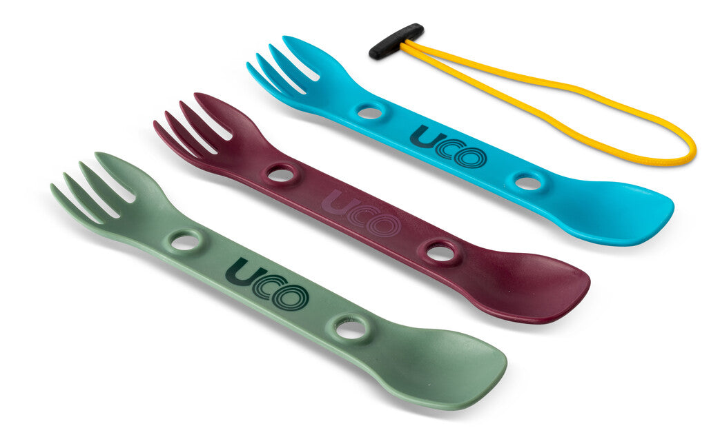 UCO Mini Spork set tacâmuri 3 buc, verde, violet, albastru