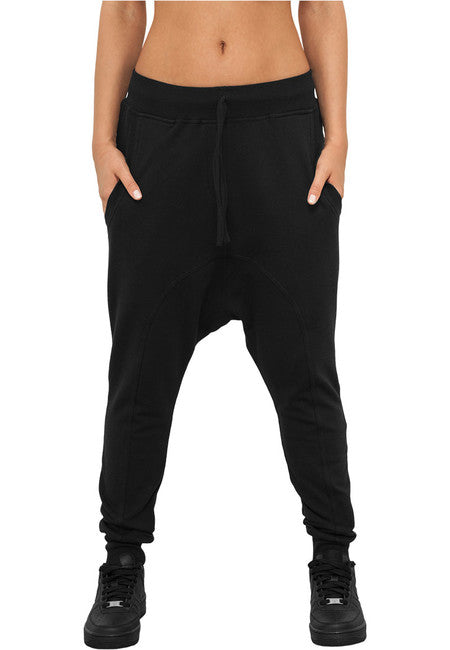 Urban Classics Light Fleece Sarouel pantaloni de trening pentru femei, negri