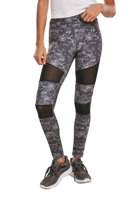 Urban Classics Tech Mesh colanți pentru femei, Dark digital camo