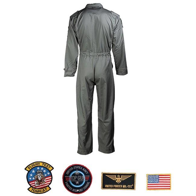 Mil-Tec Flight salopetă overall pentru copii cu embleme, oliv