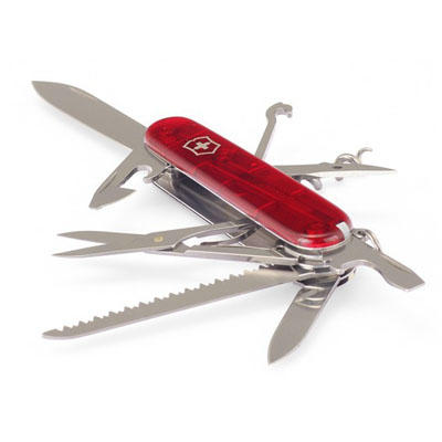 Victorinox Huntsman briceag 91mm, transparent, roșu