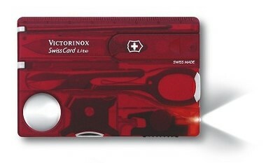 Victorinox SwissCard Lite briceag Ruby, roșu transparent, 13 funcții