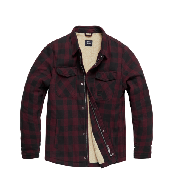 Vintage Industries Craft heavyweight geacă sherpa, bordo în carouri