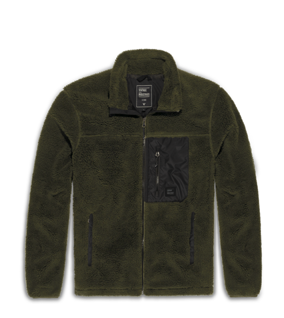 Vintage Industries Kodi hanorac fleece cu căptușeală sherpa, oliv închis