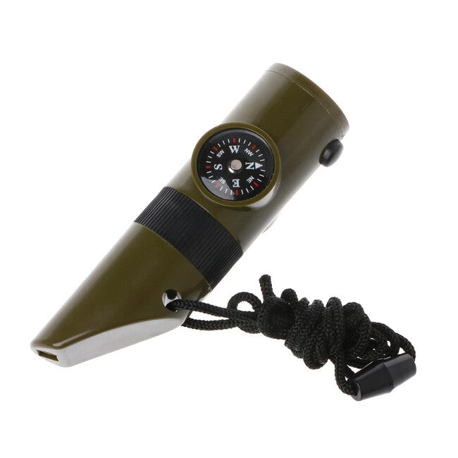 WARAGOD Echo fluieră de urgență multifuncțională 7 în 1, Army green