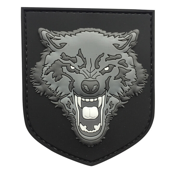 WARAGOD emblemă PVC 3D Wolf, gri