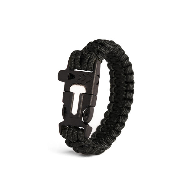 WARAGOD Bazin brățară paracord cu fluier și amnar, negru