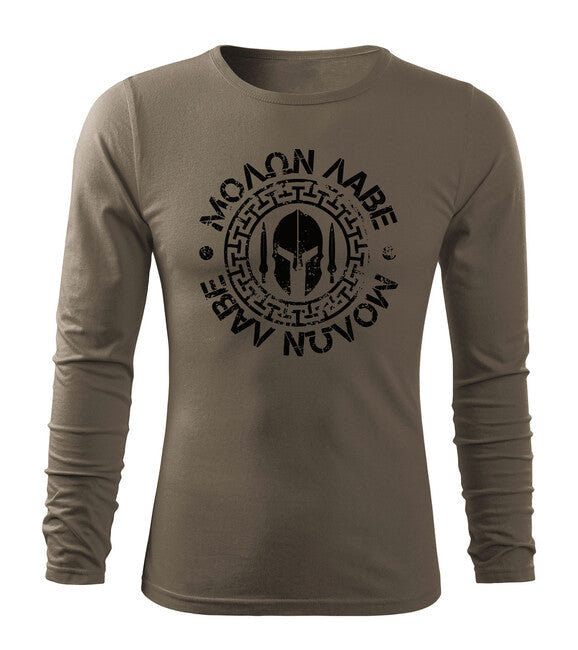 DRAGOWA Fit-T tricou cu mânecă lungă Molon Labe 160 g/m², oliv