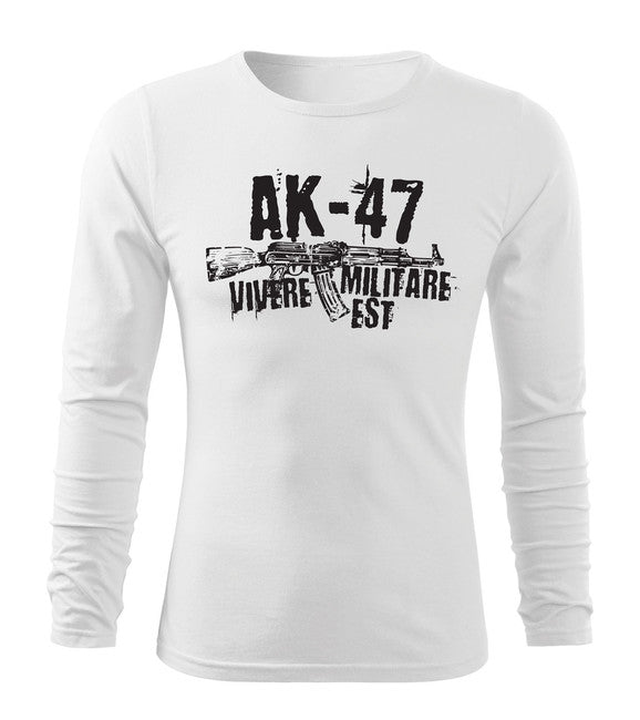 DRAGOWA Fit-T tricou cu mânecă lungă Seneca AK-47 160 g/m², alb