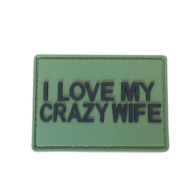 WARAGOD I love my crazy wife emblemă PVC, verde