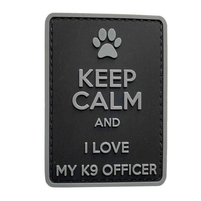 WARAGOD Keep Calm and I love my K9 PVC emblemă, gri negru