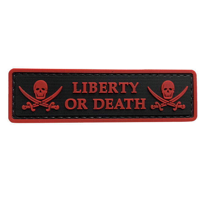 WARAGOD Liberty or Death PVC emblemă, neagră roșie