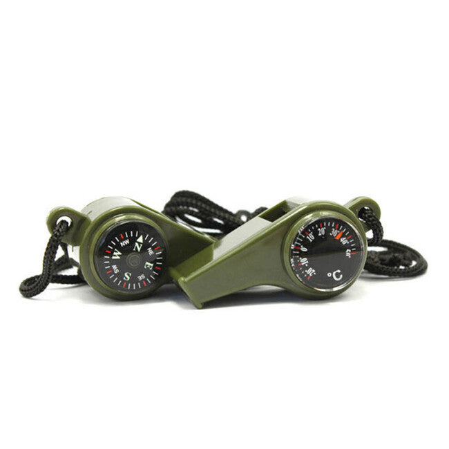 WARAGOD Whisp fluier multifuncțional de urgență 3 în 1, army green