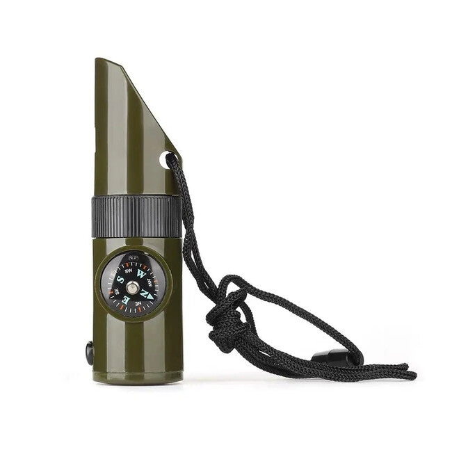 WARAGOD Echo fluieră de urgență multifuncțională 7 în 1, Army green