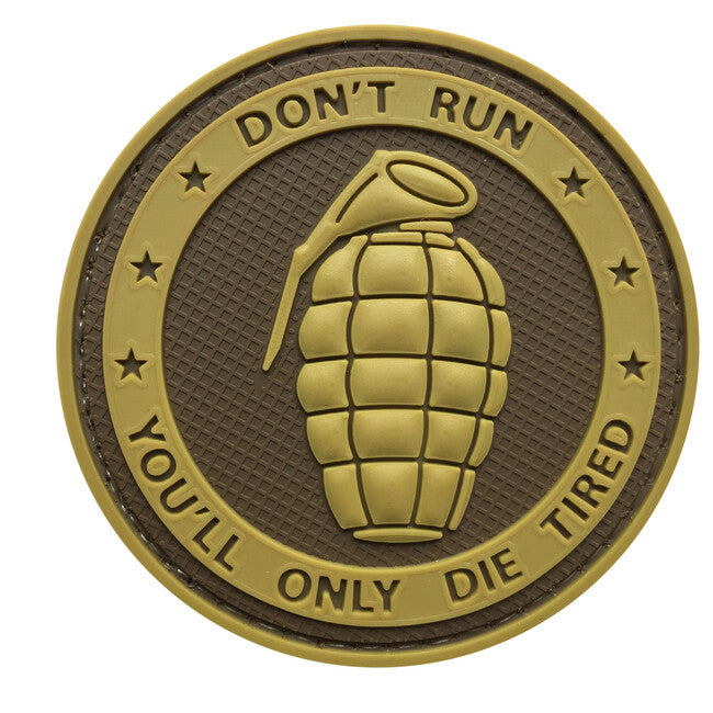 WARAGOD 3D Don't Run,You'll only Die Tired Grenade emblemă coyote, 6cm
