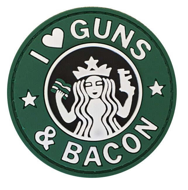 WARAGOD 3D emblemă I Love Guns and Bacon 6cm