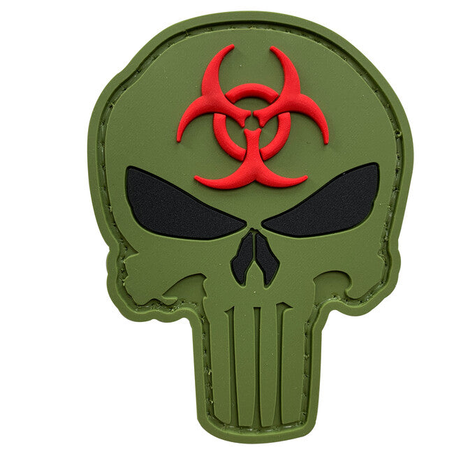 WARAGOD Emblemă 3D Punisher Biohazard, OG, 7.5x5.6cm