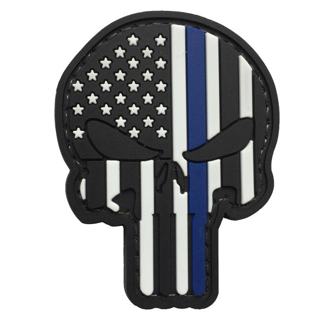 WARAGOD 3D US Patriot Punisher emblemă blue line, 7.5x5cm