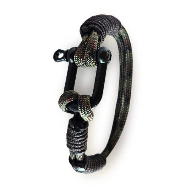 WARAGOD Faila brățară paracord cu cataramă metalică, camo green
