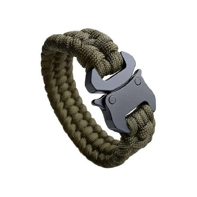 WARAGOD Brățară Paracord Avär cu cataramă metalică, verde