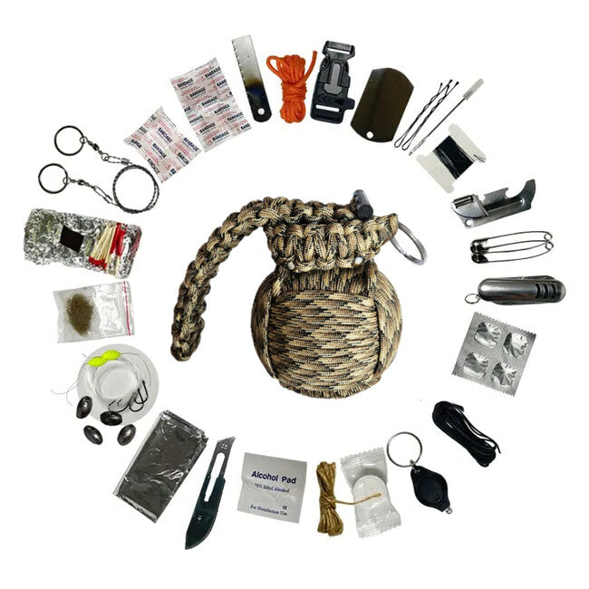 WARAGOD Menel set paracord de supraviețuire, camo coyot