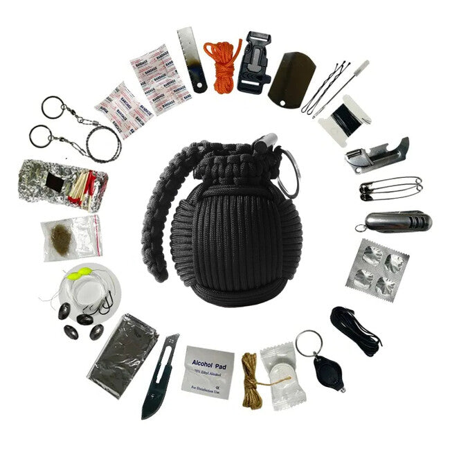 WARAGOD Menel set paracord supraviețuire, negru